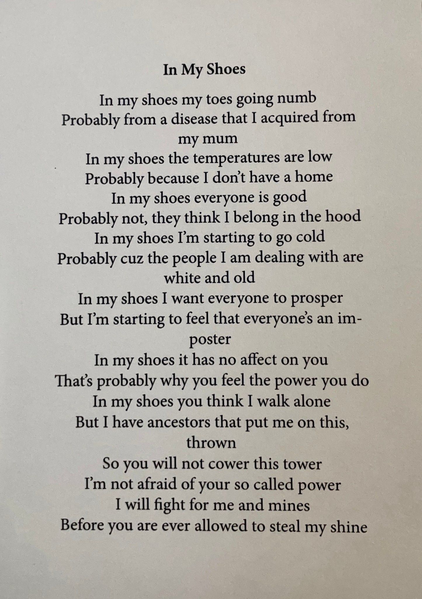 In My Shoes ~ Matte Poster